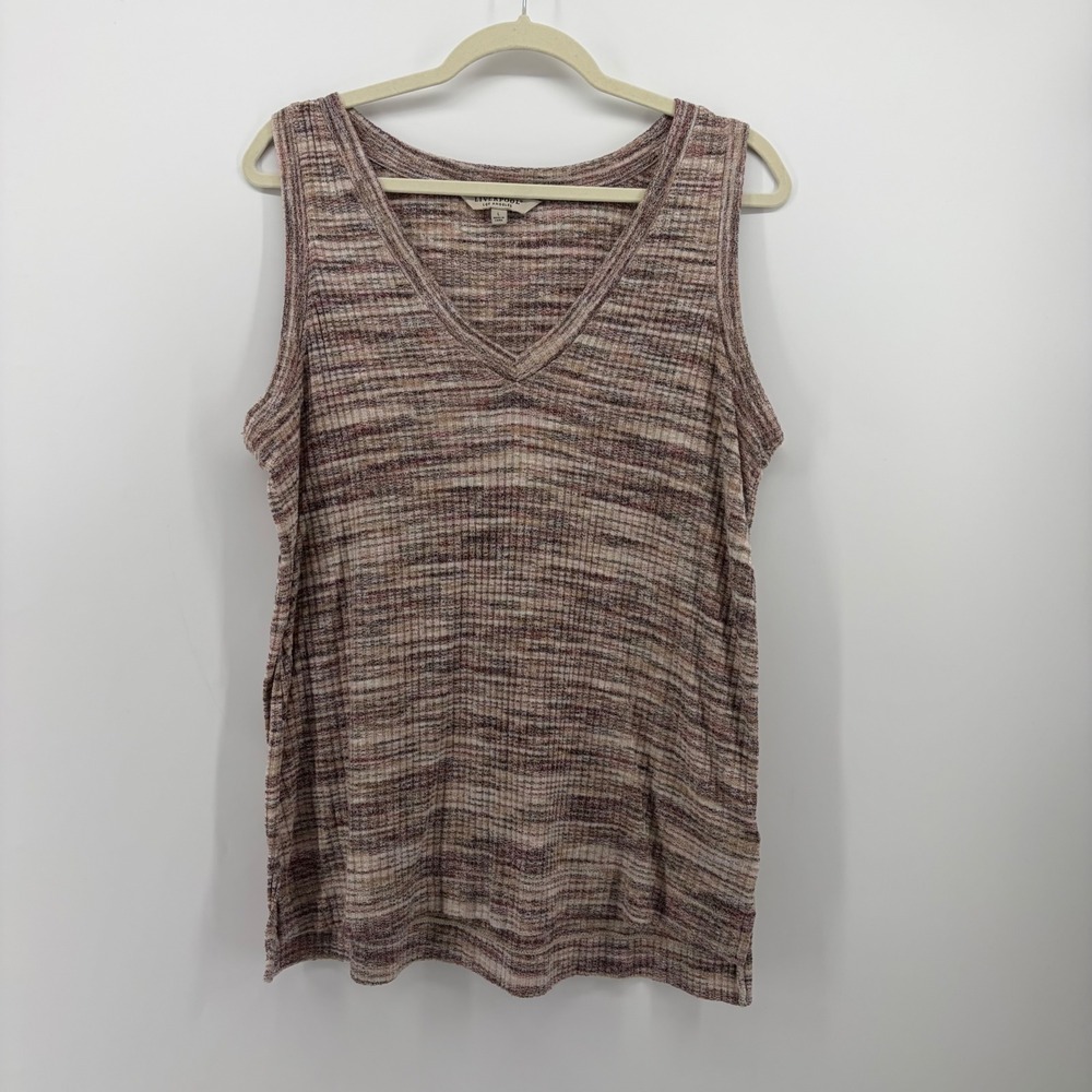 Liverpool Womens Large Multicolor Tank Top V-Neck Ribbed Space Dye Sleeveless